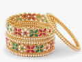 Elegant Pearl Floral Gold-Plated Bangle Set – VJM02