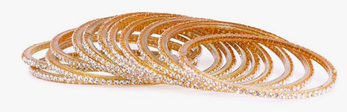 Gold-Plated White Stone Bangles Set of 8 – VJM04