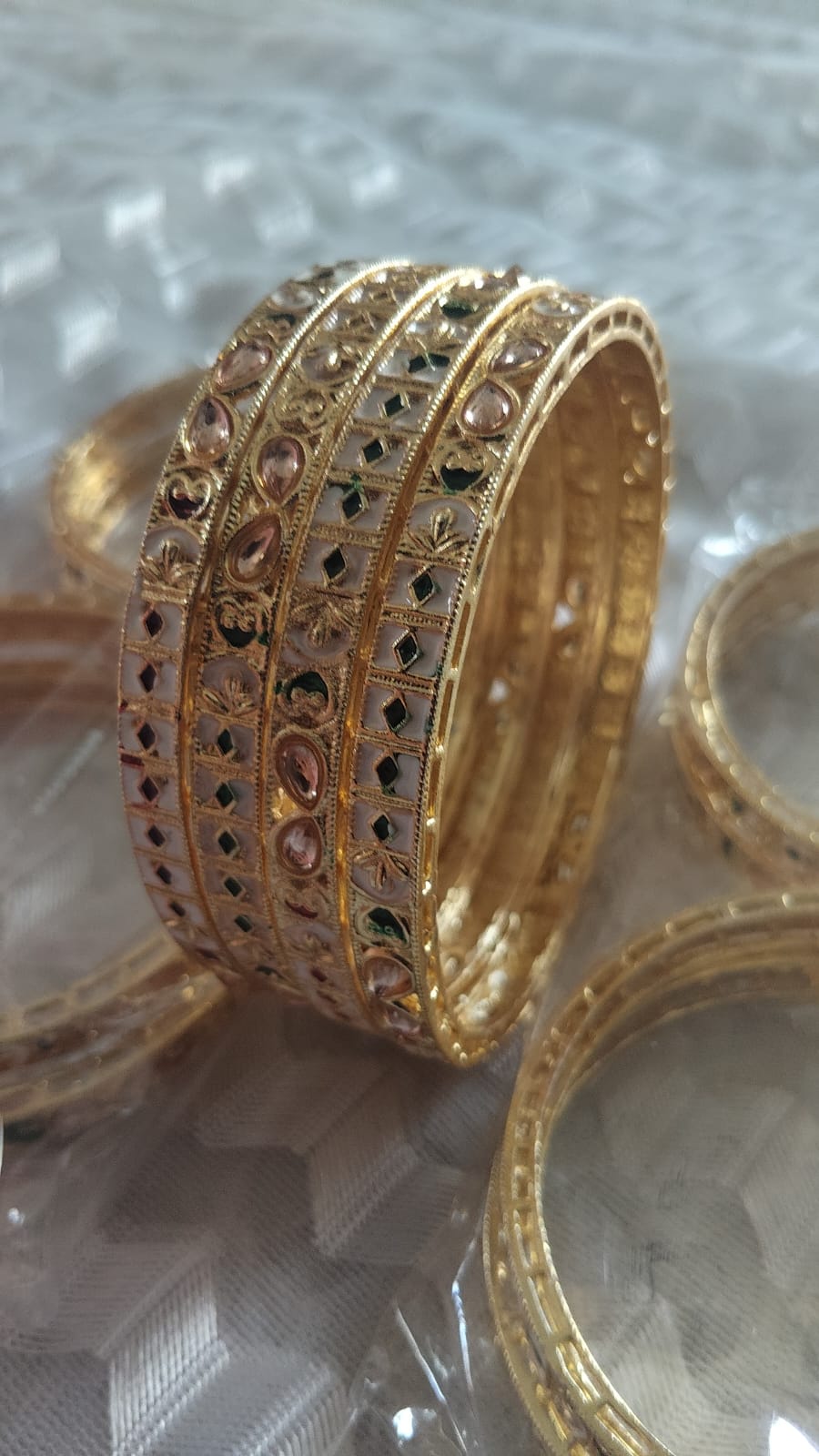 ✨ Gold-Tone Traditional Meenakari Style Bangles – Set of 4
