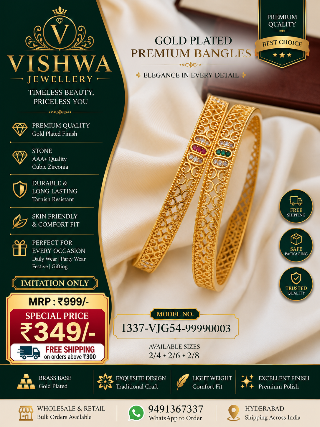 Gold-Plated Premium Designer Bangles – G-54