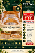 Gold-Plated White Stone Bangles Set of 8 – VJM04