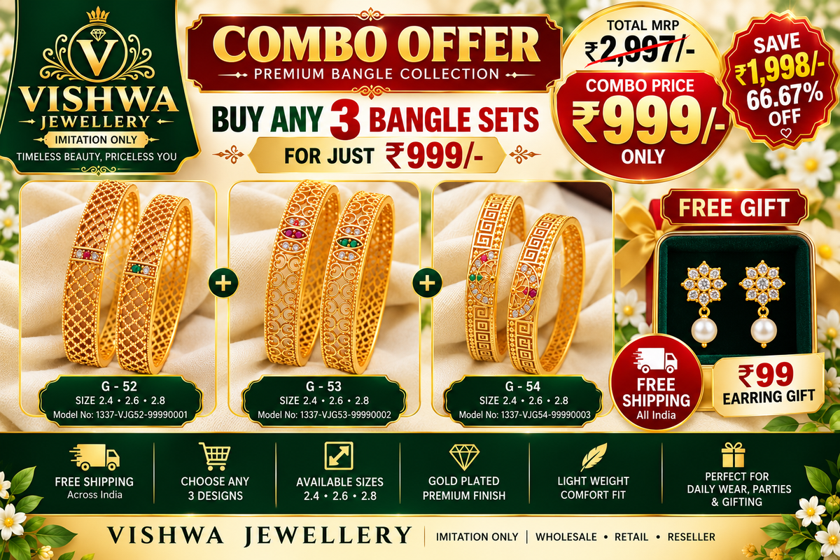 PREMIUM BANGLE COMBO OFFER ✨ BUY ANY 3 BANGLE SETS FOR JUST ₹999/-! ✨