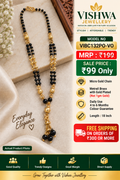 Gold-Plated Black Beaded Nallapusalu Chain VIBC132