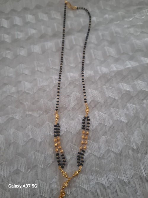 Gold-Plated Black Beaded Nallapusalu Chain VIBC132