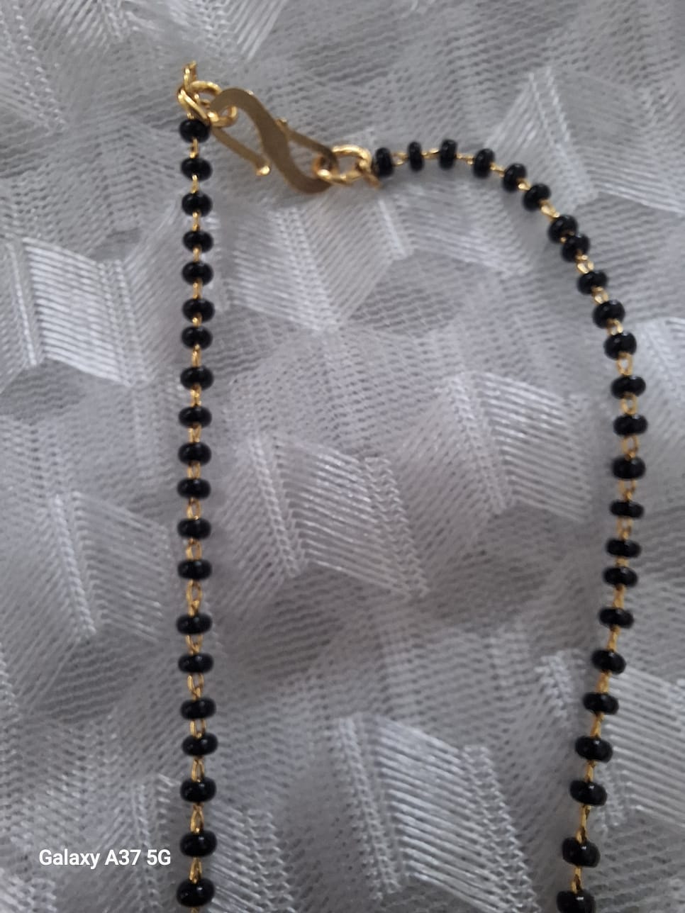 Gold-Plated Black Beaded Nallapusalu Chain VIBC132