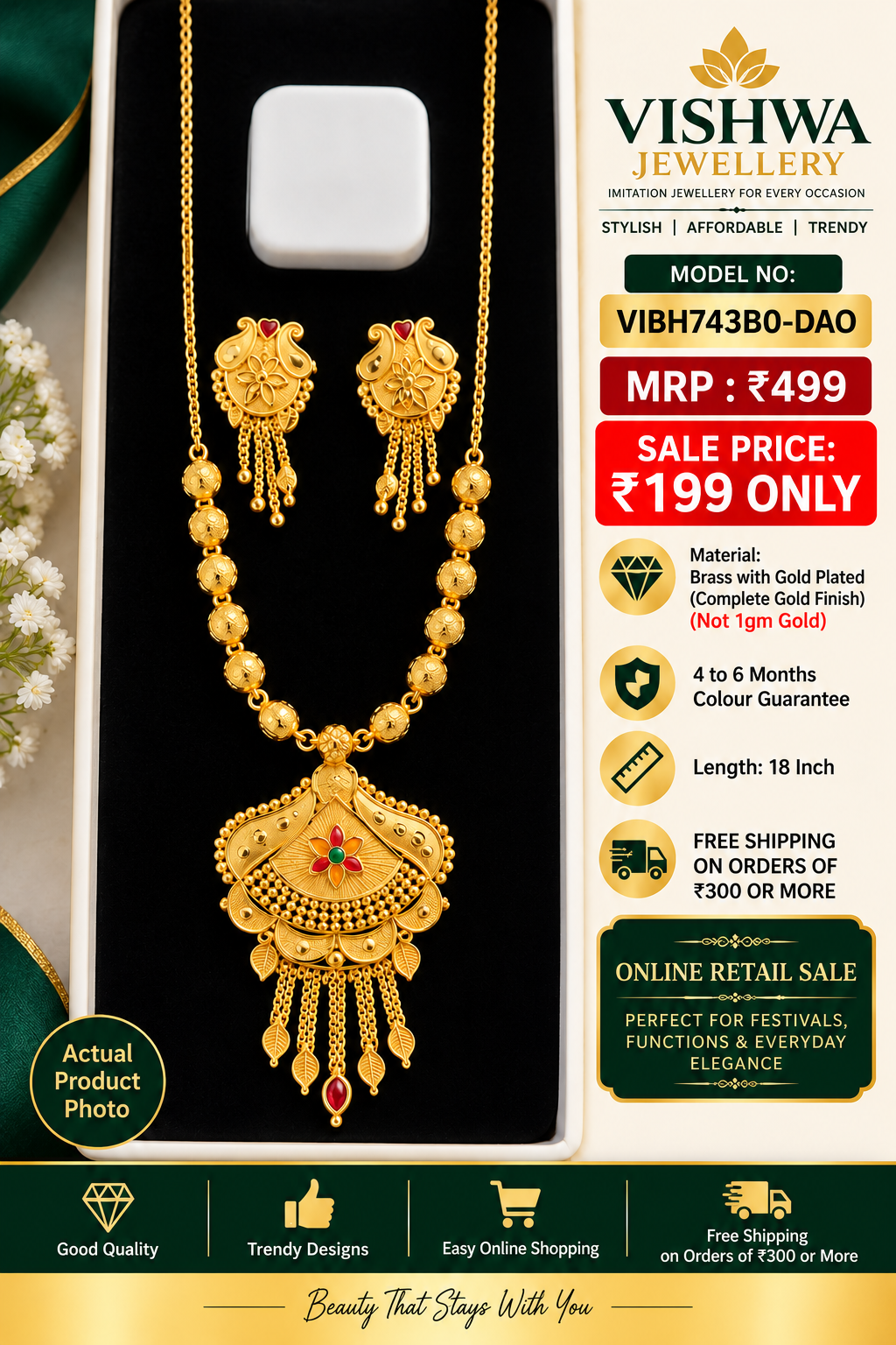 Gold-Plated Traditional Designer Necklace Set