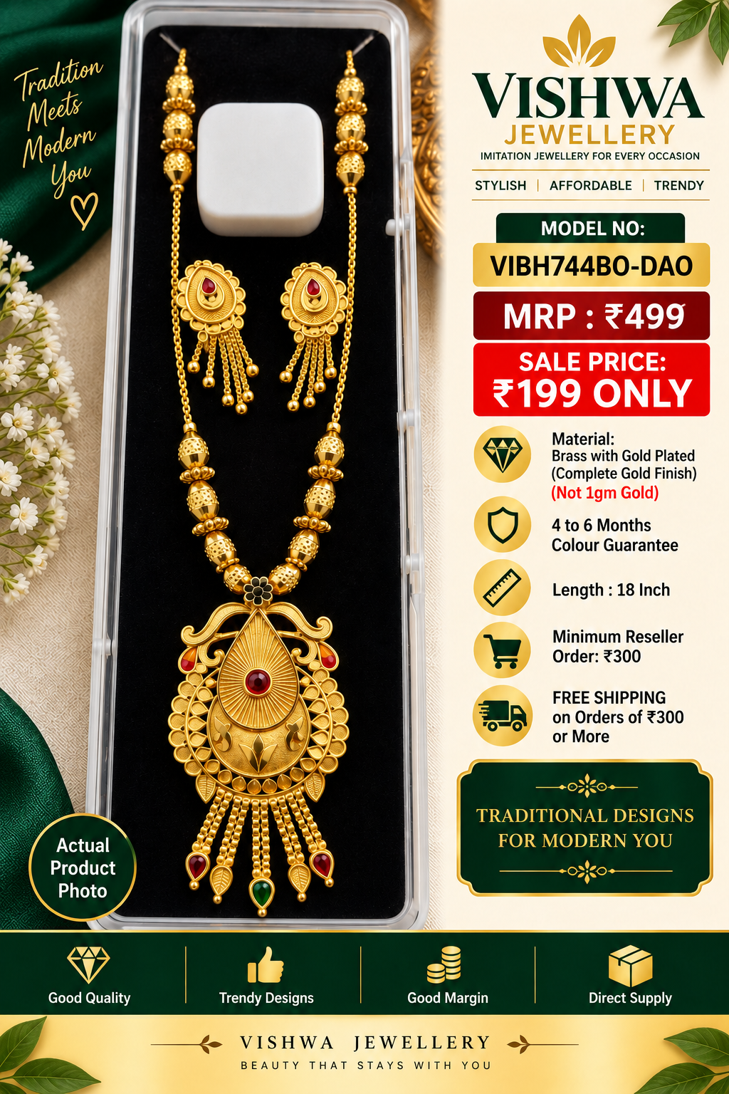 Gold-Plated Traditional Designer Necklace Set