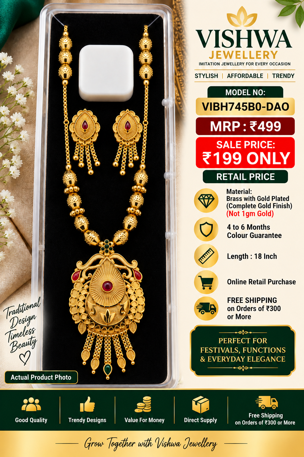Gold-Plated Traditional Designer Necklace Set