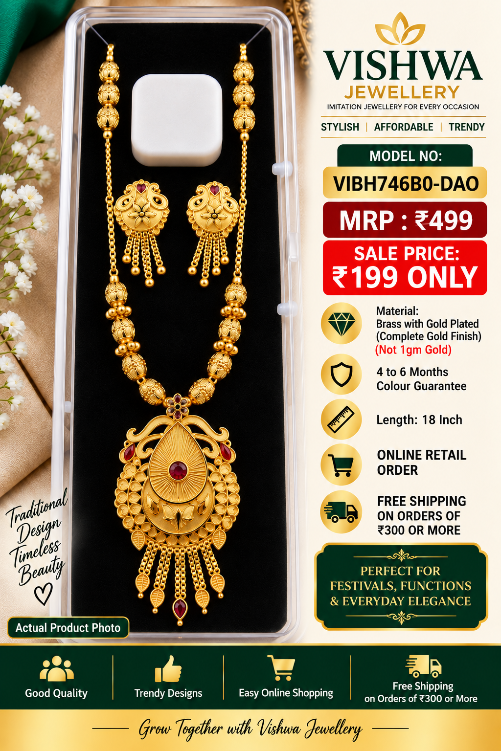 Gold-Plated Traditional Designer Necklace Set
