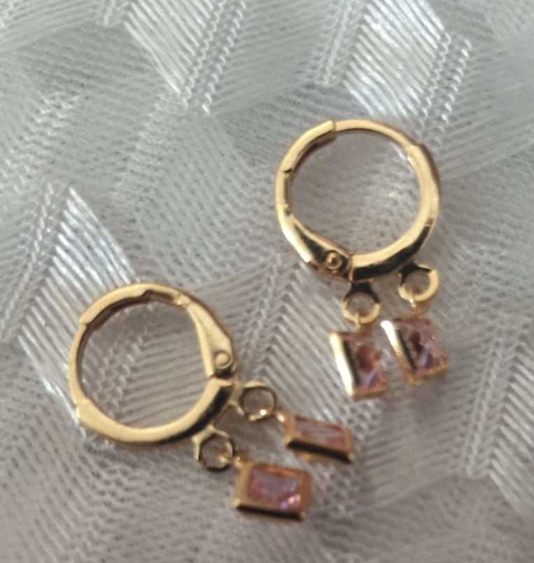 Micro Gold-Plated Beaded Mangalsutra with Pink AD Earrings