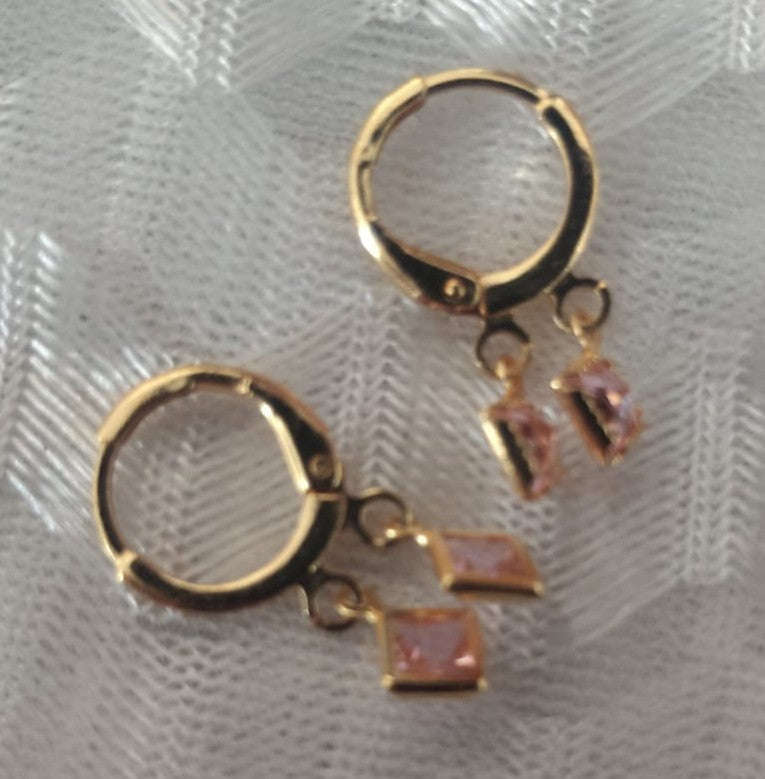 Micro Gold-Plated Beaded Mangalsutra with Pink AD Earrings