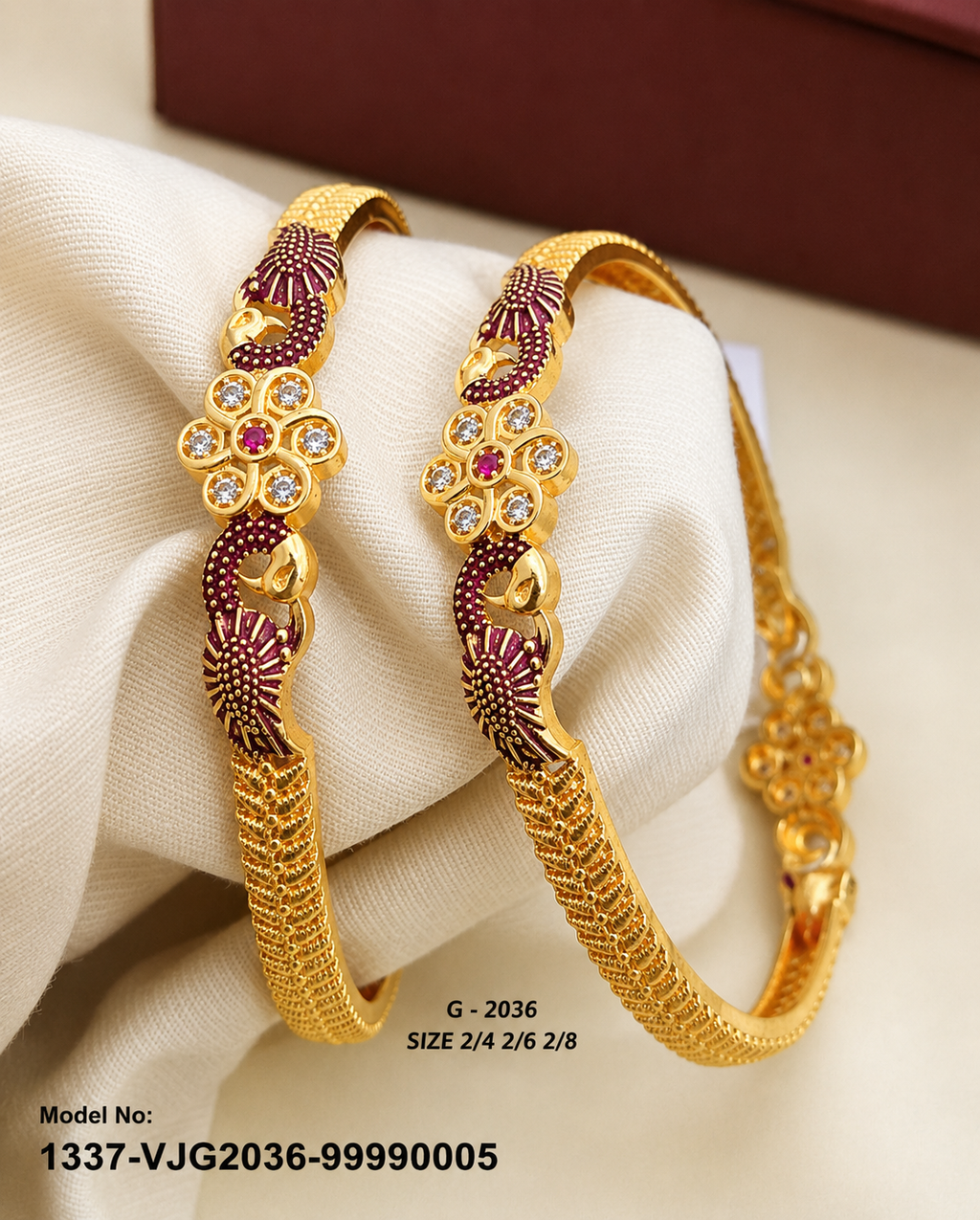 Gold-Plated Premium Stone Bangles – G-2036