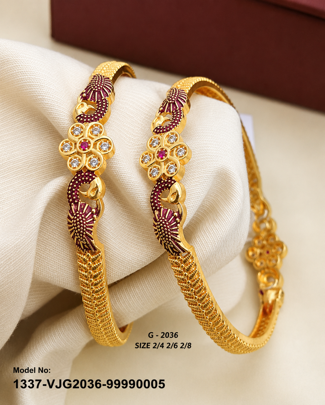 Gold-Plated Premium Stone Bangles – G-2036