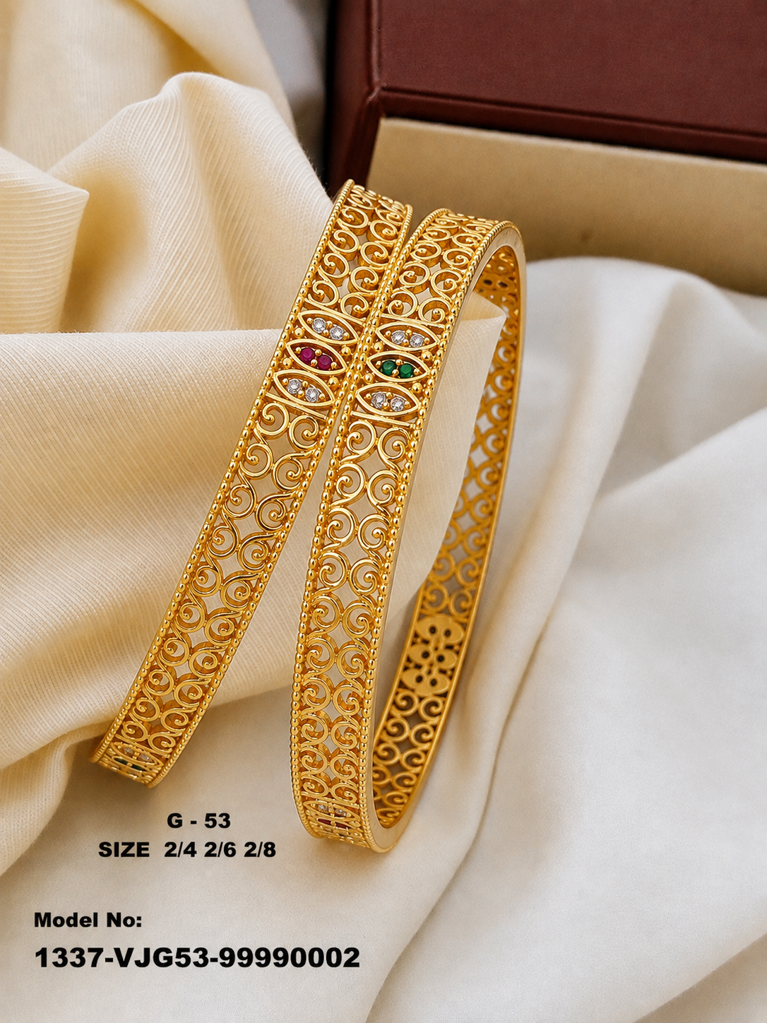 Gold-Plated Designer Stone Bangles – G-53